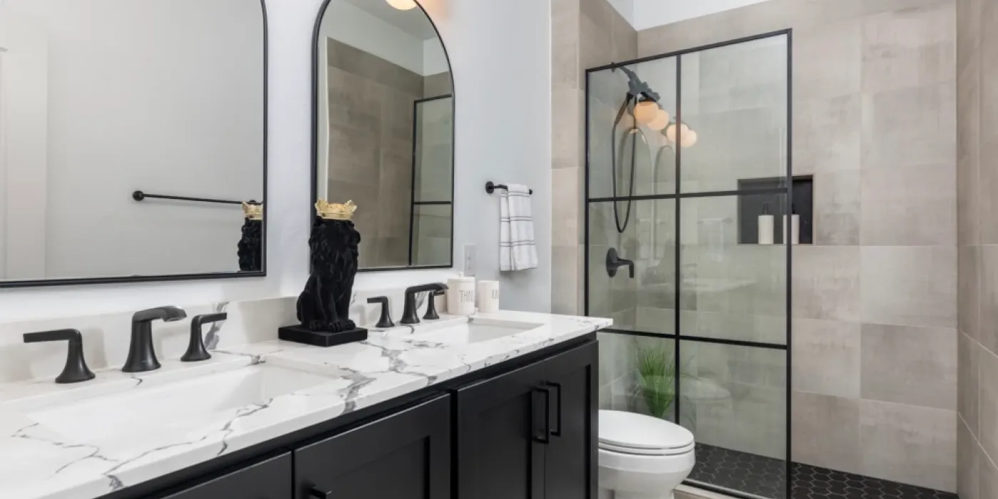 Modern bathroom remodel in Merrick, NY with durable tiles, upgraded fixtures, and sleek design for long-lasting performance